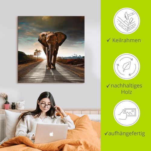 4059745437349 - Wandbild ARTLAND Ein Elefant läuft auf der Straße Bilder Gr B H 70 cm x 70 cm Leinwandbild Wildtiere quadratisch 1 St braun Bild Leinwandbild Kunstdrucke Bilder als Alubild Leinwandbild Wandaufkleber oder Poster in versch Größen 4059745437349 - Wandbild ARTLAND Ein Elefant läuft auf der Straße Bilder Gr B H 70 cm x 70 cm Leinwandbild Wildtiere quadratisch 1 St braun Bild Leinwandbild Kunstdrucke Bilder als Alubild Leinwandbild Wandaufkleber oder Poster in versch Größen