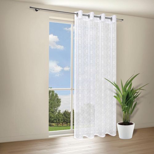4007863680239 - Gardine Debby Gr 1 weiß B140cm H245cm Wirkware Polyester Gardinen Ausbrenner Ösenschal Debby mit Ornamenten 4007863680239 - Gardine Debby Gr 1 weiß B140cm H245cm Wirkware Polyester Gardinen Ausbrenner Ösenschal Debby mit Ornamenten