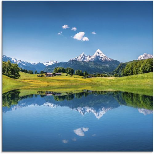 4058661636928 - Glasbild ARTLAND Landschaft in den Alpen Bilder Gr B H 20 cm x 20 cm Berge 1 St blau Glasbilder Bilder in verschiedenen Größen