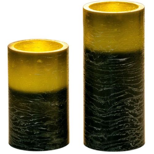 4000870482506 - PAULEEN LED Dekolicht LED-Kerze Cosy Shine Candle Wachskerze 2er Set Timer Batterie Grün grün (dunkelgrün) Ø 76cm H 125cm Lampen