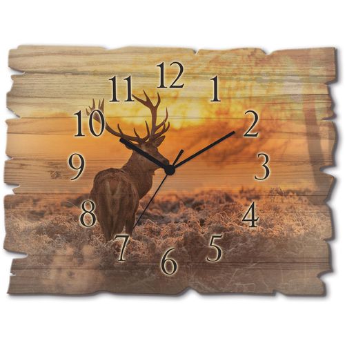 4062144605134 - Wanduhr ARTLAND Holzuhr Rotwild Wanduhren Gr B H T 40 cm x 30 cm x 06 cm Funkuhr orange Wanduhren wahlweise mit Quarz- oder Funhuhrwerk lautlos ohne Tickgeräusche 4062144605134 - Wanduhr ARTLAND Holzuhr Rotwild Wanduhren Gr B H T 40 cm x 30 cm x 06 cm Funkuhr orange Wanduhren wahlweise mit Quarz- oder Funhuhrwerk lautlos ohne Tickgeräusche
