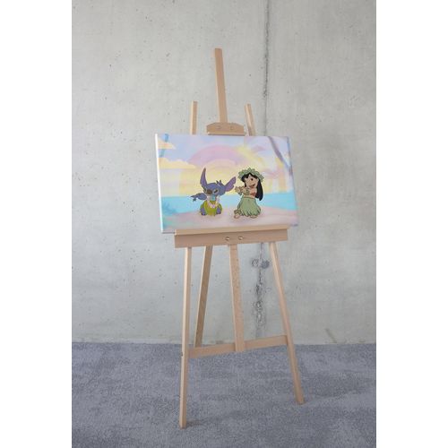 4055065032158 - Leinwandbild KOMAR Lilo and Stitch Dancing - Größe 60 x 40 cm bunt (farbe rahmen braun farbe bild(er) bunt) B60cm H40cm T2cm Papier Holz Bilder Keilrahmenbild mit Echtholzrahmen Kinderzimmer