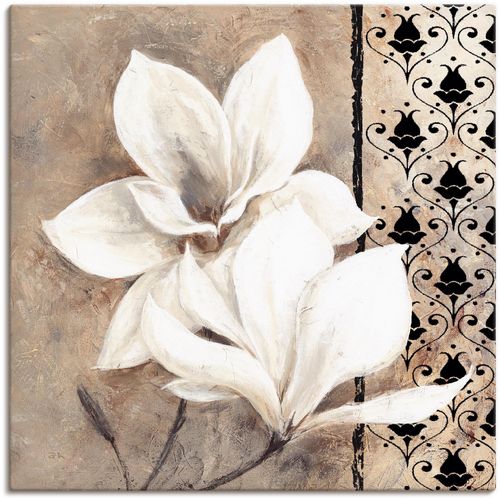 4062144596913 - Wandbild ARTLAND Klassische Magnolien Bilder Gr B H 40 cm x 40 cm Leinwandbild Blumenbilder quadratisch 1 St beige (naturfarben) Kunstdrucke als Alubild Leinwandbild Wandaufkleber oder Poster in versch Größen