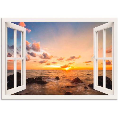 4062144533482 - Wandbild ARTLAND Fensterblick Sonnenuntergang am Meer Bilder Gr B H 70 cm x 50 cm Alu-Dibond-Druck Fensterblick 1 St weiß Bild Metallbild Metallbilder Bilder als Alubild Leinwandbild Wandaufkleber oder Poster in versch Größen 4062144533482 - Wandbild ARTLAND Fensterblick Sonnenuntergang am Meer Bilder Gr B H 70 cm x 50 cm Alu-Dibond-Druck Fensterblick 1 St weiß Bild Metallbild Metallbilder Bilder als Alubild Leinwandbild Wandaufkleber oder Poster in versch Größen