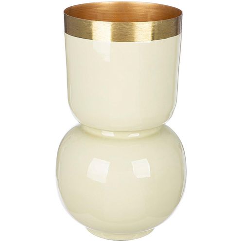 4063387551158 - Tischvase GILDE Vase Roro mit Goldrand beige (creme) B18cm H315cm T18cm Ø18cm Metall Vasen 4063387551158 - Tischvase GILDE Vase Roro mit Goldrand beige (creme) B18cm H315cm T18cm Ø18cm Metall Vasen