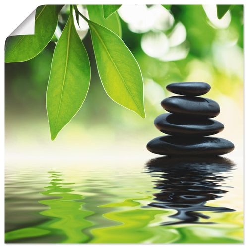 4055327614917 - Wandbild ARTLAND Zen Steinpyramide auf Wasseroberfläche Bilder Gr B H 30 cm x 30 cm Poster Zen quadratisch 1 St grün Bild Poster Bilder als Alubild Leinwandbild Wandaufkleber oder in versch Größen