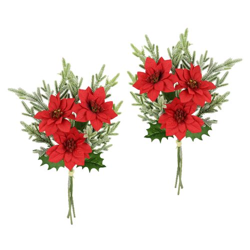 4019844814915 - Kunstblumenstrauß IGEA Strauß Poinsettia Tannenzweige rot B17cm H37cm L12cm Polyester Kunstpflanzen 2er Set Weihnachtsdeko Weihnachtsblume Sträuße Dekoblumen Christstern 4019844814915 - Kunstblumenstrauß IGEA Strauß Poinsettia Tannenzweige rot B17cm H37cm L12cm Polyester Kunstpflanzen 2er Set Weihnachtsdeko Weihnachtsblume Sträuße Dekoblumen Christstern