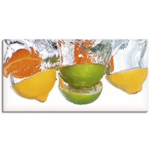 4059745919975 - Wandbild ARTLAND Zitrusfrüchte fallen in klares Wasser Bilder Gr B H 100 cm x 50 cm Leinwandbild Lebensmittel Querformat 1 St bunt Bild Poster Bilder als Alubild Leinwandbild Wandaufkleber oder in versch Größen