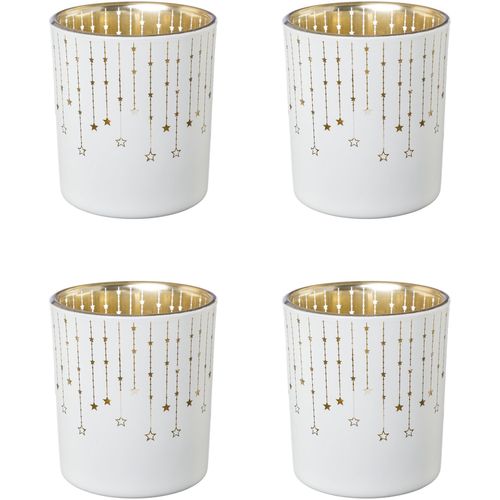 4064118994855 - Teelichthalter CREATIV DECO Weihnachtsdeko weiß H800cm Ø700cm Glas Kerzenhalter mit goldfarbener Innenseite 4064118994855 - Teelichthalter CREATIV DECO Weihnachtsdeko weiß H800cm Ø700cm Glas Kerzenhalter mit goldfarbener Innenseite
