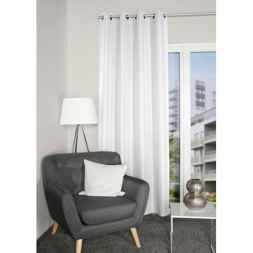 4056751463843 - Vorhang HOME BASICS ATLANTIK Gr 1 weiß B140cm H235cm Polyester Gardinen Ösenschal Uni ATLANTIK 4056751463843 - Vorhang HOME BASICS ATLANTIK Gr 1 weiß B140cm H235cm Polyester Gardinen Ösenschal Uni ATLANTIK