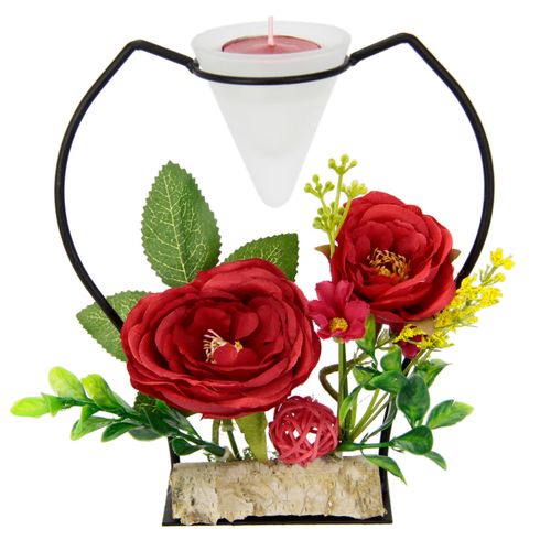 4019844780944 - Teelichthalter IGEA Rose rot B17cm H19cm Kerzenhalter Metall Glaseinsatz Teelichtkerze Kunstblumen Kerzenständer Advent 3D 4019844780944 - Teelichthalter IGEA Rose rot B17cm H19cm Kerzenhalter Metall Glaseinsatz Teelichtkerze Kunstblumen Kerzenständer Advent 3D