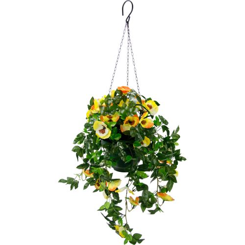 4019844705565 - Kunstpflanze IGEA Stiefmütterchenhängeampel Kunstpflanzen Gr B H 30 cm x 64 cm 1 St gelb (gelb orange) Kunstpflanze Kunstranke Zimmerpflanze Kunstranken Kunstpflanzen