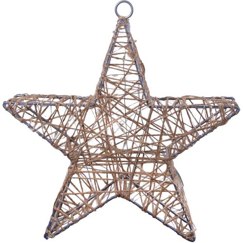 4003222886410 - näve Dekolicht Metallstern Weihnachtsdeko Ein- Ausschalter Timerfunktion LED fest integriert Warmweiß 2er Set Timer Eisen Textil naturfarben batteriebetrieben beige