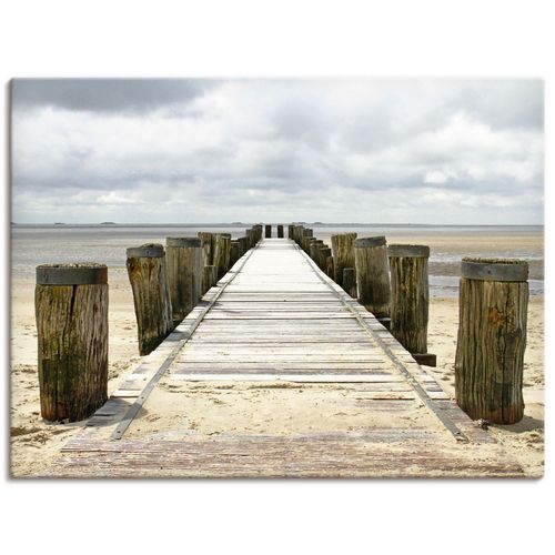 4055327240482 - Wandbild ARTLAND Steg ins Watt Bilder Gr B H 40 cm x 30 cm Leinwandbild Strand Querformat 1 St beige (naturfarben) Bild Metallbild Metallbilder Bilder als Alubild Leinwandbild Wandaufkleber oder Poster in versch Größen