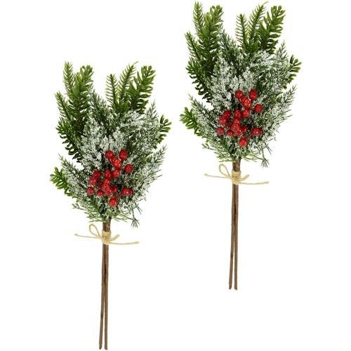 4019844793890 - Winterliche Kunstpflanze IGEA Kunstzweig künstlicher Tannenbund mit Kunstschnee bunt (grün rot) B18cm H40cm T10cm Kunststoff Kunstpflanzen mit Beeren und Schleife geeist 2er Set grün rot weiß natur 4019844793890 - Winterliche Kunstpflanze IGEA Kunstzweig künstlicher Tannenbund mit Kunstschnee bunt (grün rot) B18cm H40cm T10cm Kunststoff Kunstpflanzen mit Beeren und Schleife geeist 2er Set grün rot weiß natur