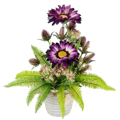 4019844802035 - Kunstblume IGEA Arrangement aus Gerbera im Topf aus Keramik lila (violett) B23cm H36cm L23cm Polyester Kunstpflanzen Tischgestecke Blumendekoration Seidenblumen Künstliche Blumen