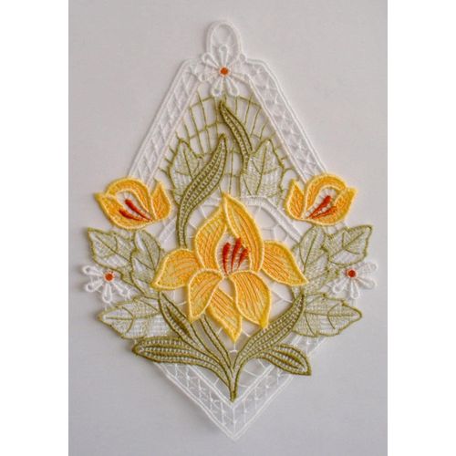 4028298293597 - Fensterbild STICKEREIEN PLAUEN Lilienzeit Gr 1 bunt (weiß bunt) B15cm H27cm Polyester Fensterbilder