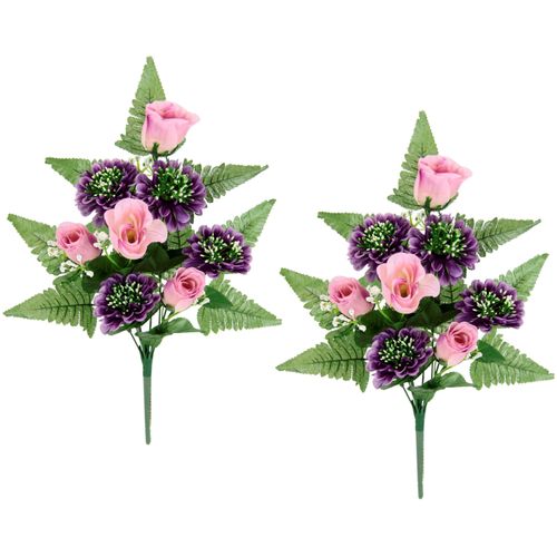 4019844801748 - Kunstblume IGEA Bouquet Rosen und Gerbera zum Legen Kunstpflanzen Gr B H L 20 cm x 45 cm x 12 cm 2 St pink Kunst-Blumen 2er Set Kunstblumenstrauß