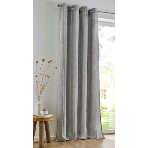 4016478977955 - Vorhang KUTTI Raya Gr 1 grau (grau sanftes weiß) B130cm H145cm Leinenstruktur Polyester Gardinen mit praktischen Ösen blickdicht und abdunkelnd 4016478977955 - Vorhang KUTTI Raya Gr 1 grau (grau sanftes weiß) B130cm H145cm Leinenstruktur Polyester Gardinen mit praktischen Ösen blickdicht und abdunkelnd
