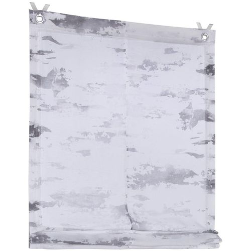 4016478154806 - Raffrollo KUTTI Claude Gr 1 schwarz (anthrazit grau sanftes weiß) B45cm H140cm Obermaterial 100% Polyester Raffrollos weiß halbtransparent bedruckt Polyester mit Fensterhaken