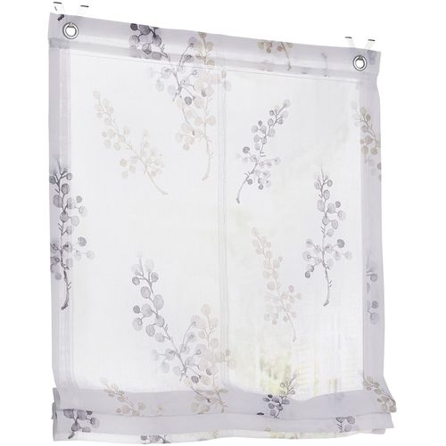 4016478106003 - Raffrollo HEINE HOME Raffrollos Gr 140 cm Ösen 45 cm grau (taupe weiß) Raffrollos halbtransparent