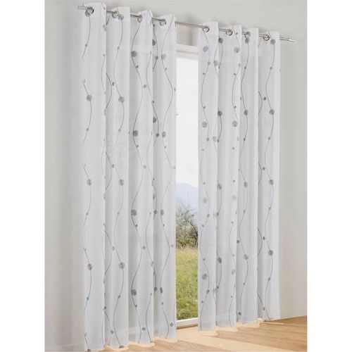 4016478982409 - Vorhang KUTTI Nelly Gr 1 grau (grau weiß) B135cm H145cm Voile Polyester Gardinen mit praktischen Ösen halbtransparent modern bestickt Kreise grau 4016478982409 - Vorhang KUTTI Nelly Gr 1 grau (grau weiß) B135cm H145cm Voile Polyester Gardinen mit praktischen Ösen halbtransparent modern bestickt Kreise grau