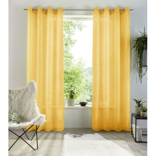 6941446606255 - Gardine MY HOME XANA mit Ösen Kräuselband oder Schlaufen Gr 1 gelb B140cm H145cm Voile Polyester Gardinen Bestseller einfarbig 1 bzw 2 Schals pflegeleicht Schal 6941446606255 - Gardine MY HOME XANA mit Ösen Kräuselband oder Schlaufen Gr 1 gelb B140cm H145cm Voile Polyester Gardinen Bestseller einfarbig 1 bzw 2 Schals pflegeleicht Schal