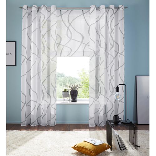 6920192967711 - Gardine MY HOME Bene Gr 1 grau B140cm H145cm Polyester Polyester Gardinen Transparent gemustert glatt verschiedene Größen 6920192967711 - Gardine MY HOME Bene Gr 1 grau B140cm H145cm Polyester Polyester Gardinen Transparent gemustert glatt verschiedene Größen