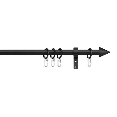 4004339356476 - Gardinenstange INDEKO Gera Gardinenstangen Gr L 70 cm - 120 cm Ø 16 mm 1 läufig schwarz Gardinenstangen Wandmontage stufenlos verstellbare Teleskopstange