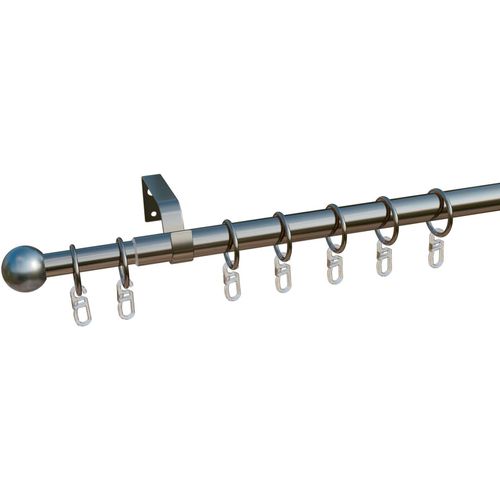 4068585005847 - Gardinenstange Formentor indeko Ø 10 mm 1-läufig ausziehbar verschraubt Stahl stufenlos verstellbare Teleskopstange silberfarben 4068585005847 - Gardinenstange Formentor indeko Ø 10 mm 1-läufig ausziehbar verschraubt Stahl stufenlos verstellbare Teleskopstange silberfarben
