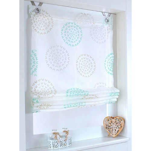 4016478094546 - Raffrollo HEINE HOME Raffrollos Gr 140 cm Ösen 45 cm blau (türkis weiß) Raffrollos halbtransparent 4016478094546 - Raffrollo HEINE HOME Raffrollos Gr 140 cm Ösen 45 cm blau (türkis weiß) Raffrollos halbtransparent