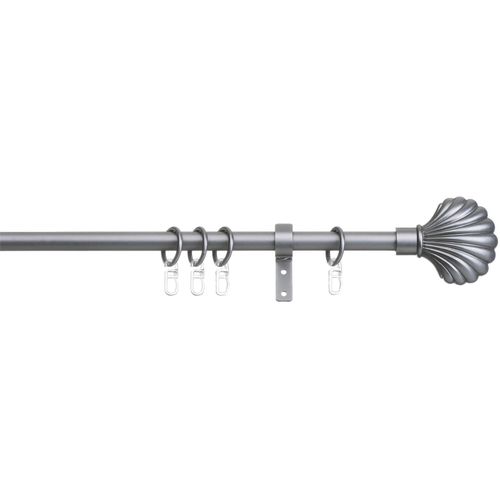 4042627051900 - Gardinenstange INDEKO Volterra Gr 1 silber (silberfarben) L120cm Ø16mm Stahl Gardinenstangen Komplett-Set inkl Ringen und Montagematerial
