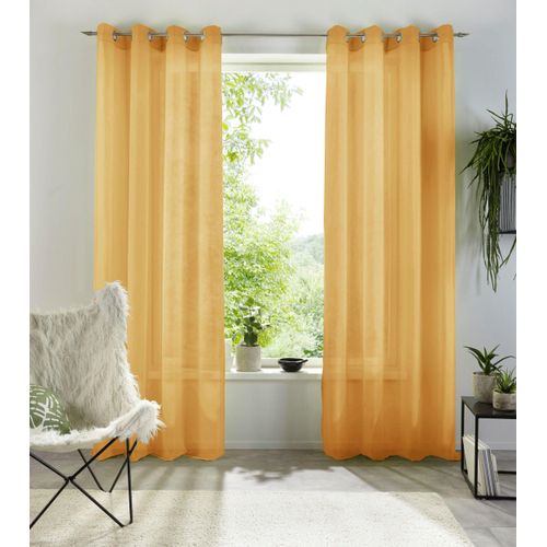 6941446630977 - Gardine MY HOME XANA mit Ösen Kräuselband oder Schlaufen Gr 2 gold (goldfarben) B145cm H175cm Voile Polyester Gardinen Bestseller einfarbig 1 bzw 2 Schals pflegeleicht Schal 6941446630977 - Gardine MY HOME XANA mit Ösen Kräuselband oder Schlaufen Gr 2 gold (goldfarben) B145cm H175cm Voile Polyester Gardinen Bestseller einfarbig 1 bzw 2 Schals pflegeleicht Schal