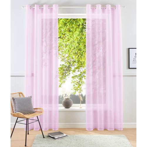 6941446606170 - Gardine MY HOME XANA mit Ösen Kräuselband oder Schlaufen Gr 1 rosa (rose) B140cm H145cm Voile Polyester Gardinen Bestseller einfarbig 1 bzw 2 Schals pflegeleicht Schal