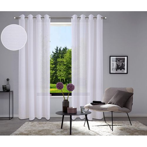 4068222604969 - Gardine HOME AFFAIRE Authal Gr 1 weiß B140cm H145cm Polyester Gardinen Jacquardgardine mit Chenillefaden