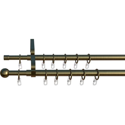4068585005786 - Gardinenstange INDEKO Formentor Gr 1 gold (antikmessingfarben) Ø10mm Stahl Gardinenstangen stufenlos verstellbare Teleskopstange 4068585005786 - Gardinenstange INDEKO Formentor Gr 1 gold (antikmessingfarben) Ø10mm Stahl Gardinenstangen stufenlos verstellbare Teleskopstange