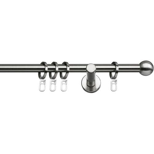 4042627047149 - Gardinenstange INDEKO Formentor Gr 1 silber (edelstahlfarben silberfarben) L120cm Ø12mm Stahl Gardinenstangen Komplett-Set inkl Ringen und Montagematerial 4042627047149 - Gardinenstange INDEKO Formentor Gr 1 silber (edelstahlfarben silberfarben) L120cm Ø12mm Stahl Gardinenstangen Komplett-Set inkl Ringen und Montagematerial