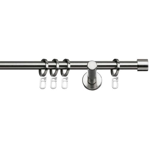 4042627702147 - Gardinenstange INDEKO Andrax Gr 2 silber (edelstahlfarben silberfarben) L160cm Ø12mm Stahl Gardinenstangen Komplett-Set inkl Ringen und Montagematerial 4042627702147 - Gardinenstange INDEKO Andrax Gr 2 silber (edelstahlfarben silberfarben) L160cm Ø12mm Stahl Gardinenstangen Komplett-Set inkl Ringen und Montagematerial