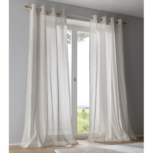 4016478985127 - Vorhang KUTTI Brondby Gr 1 grau (taupe) B135cm H145cm Leinenstruktur Polyester Gardinen Landhausgardine Leinenoptik Natur