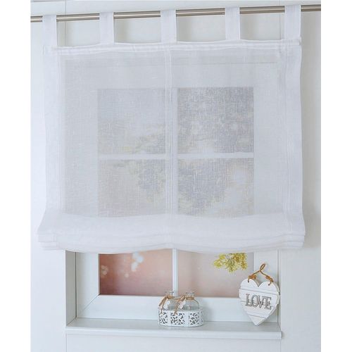 4016478080556 - Raffrollo HEINE HOME Raffrollos Gr 140 cm Schlaufen 45 cm weiß Raffrollos halbtransparent 4016478080556 - Raffrollo HEINE HOME Raffrollos Gr 140 cm Schlaufen 45 cm weiß Raffrollos halbtransparent