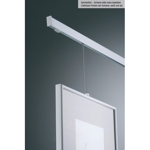9002777120456 - Bilderrahmen-Set GARESA Bilderaufhängung Gr 2 grau (aluminiumfarben) Belastbarkeit 10 kg Seillänge 150cm kürzbar Aluminium Bilderrahmen Bilderaufhängung für Bilderschiene 300 - Aluschiene 300