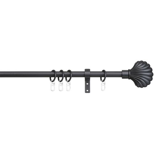 4042627051740 - Gardinenstange Volterra indeko Ø 16 mm 1-läufig Fixmaß verschraubt Stahl Komplett-Set inkl Ringen und Montagematerial schwarz