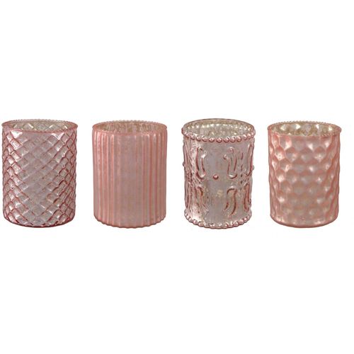 4064118115281 - Windlicht CREATIV DECO Kerzenhalter Gr H 1000 cm rosa Kerzenhalter mit unterschiedlich strukturierten Oberflächen 4er Set H ca 10 cm 4064118115281 - Windlicht CREATIV DECO Kerzenhalter Gr H 1000 cm rosa Kerzenhalter mit unterschiedlich strukturierten Oberflächen 4er Set H ca 10 cm