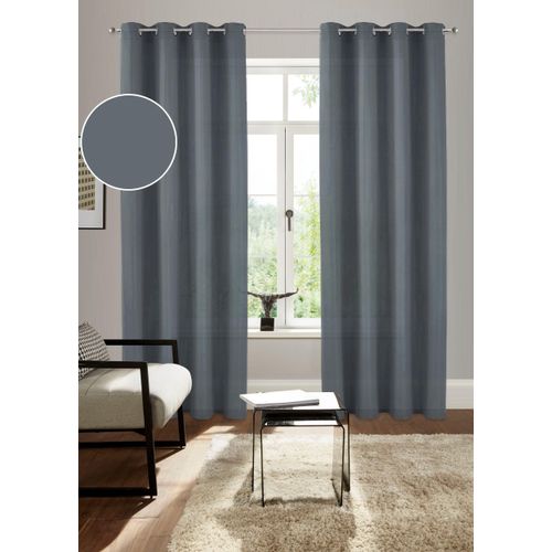 6941446630236 - Vorhang BRUNO BANANI Lagan Gr 1 grau (anthrazit) B140cm H145cm Polyester Polyester Gardinen 2-er Set gewebt Microfaser versch Größen einfarbig Bestseller