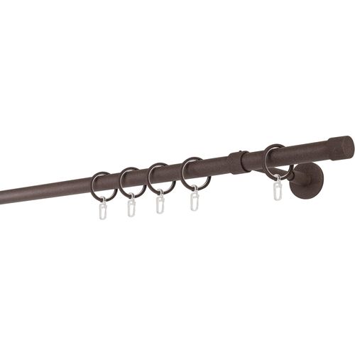 4066866133791 - Gardinenstange auf Maß 20mm Cap 1-lauf Vorhangstange Wandträger Deckenträger 14cm Stilgarnitur mit Ringen für Vorhänge - Rost - 100cm 4066866133791 - Gardinenstange auf Maß 20mm Cap 1-lauf Vorhangstange Wandträger Deckenträger 14cm Stilgarnitur mit Ringen für Vorhänge - Rost - 100cm