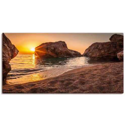 4059745928267 - Wandbild ARTLAND Sonnenuntergang und Strand Bilder Gr B H 100 cm x 50 cm Leinwandbild Strand Querformat 1 St beige (naturfarben) Bild Metallbild Metallbilder Bilder als Alubild Leinwandbild Wandaufkleber oder Poster in versch Größen
