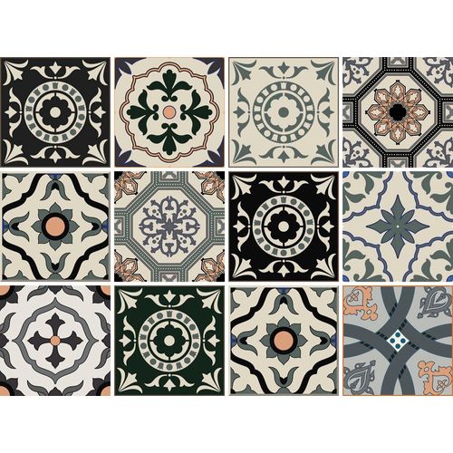 4049009858782 - Fliesenaufkleber HOME AFFAIRE Ornamente schwarz B15cm H15cm Fliesenaufkleber Stickerfliesen selbstklebend Sticker 12er Set