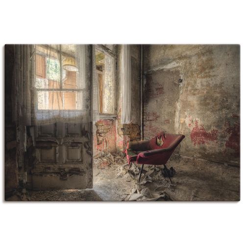 4057738618072 - Wandbild ARTLAND Lost Place - roter Sessel I Bilder Gr B H 120 cm x 80 cm Leinwandbild Innenarchitektur Querformat 1 St bunt Bild Leinwandbild Kunstdrucke Bilder als Alubild Leinwandbild Wandaufkleber oder Poster in versch Größen