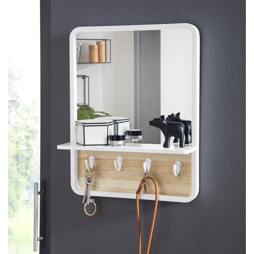 6935701204997 - Dekospiegel ANDAS Drammen Spiegel Gr B H T 35 cm x 45 cm x 11 cm weiß (weiß natur) Dekospiegel Spiegel Wandspiegel mit Ablage und 4 Metallhaken