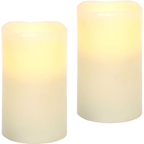4019844799601 - LED-Kerze IGEA LED-Kerzen Flackernd Warmweiß 2er Set Stumpenkerze Deko Valentinstag Kerzen Gr H 13 cm beige (creme) Weihnachtsbeleuchtung Innen Romantische Dekoration Creme Echtwachs romantisch